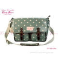 Green and Pink polka dot crossbody bag , cute messenger bag